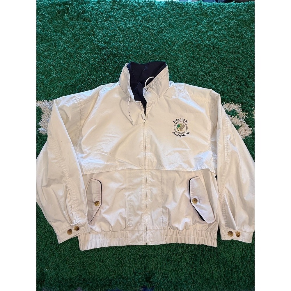 Unbranded Jewel of the Isle Windbreaker Jacket Mens XL White Good Embroidered